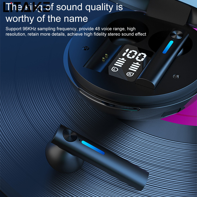 T15 Bluetooth-compatible 5.0 Headset Stereo Earbud With Makeup Mirror Binaural Touch-control Tws Wireless Earphone