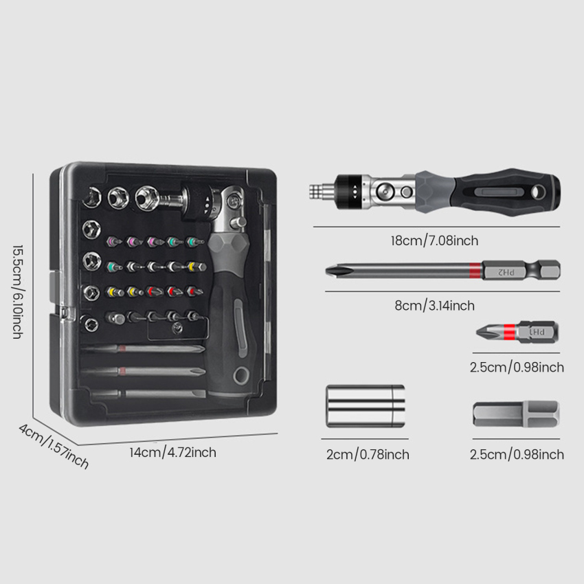 Ratchet Screwdriver Set Multi-Angle Ratchet Handle Ma-gnetic Screw Driver Bits with Sleeve Multifunctional Precision Repair Tool
