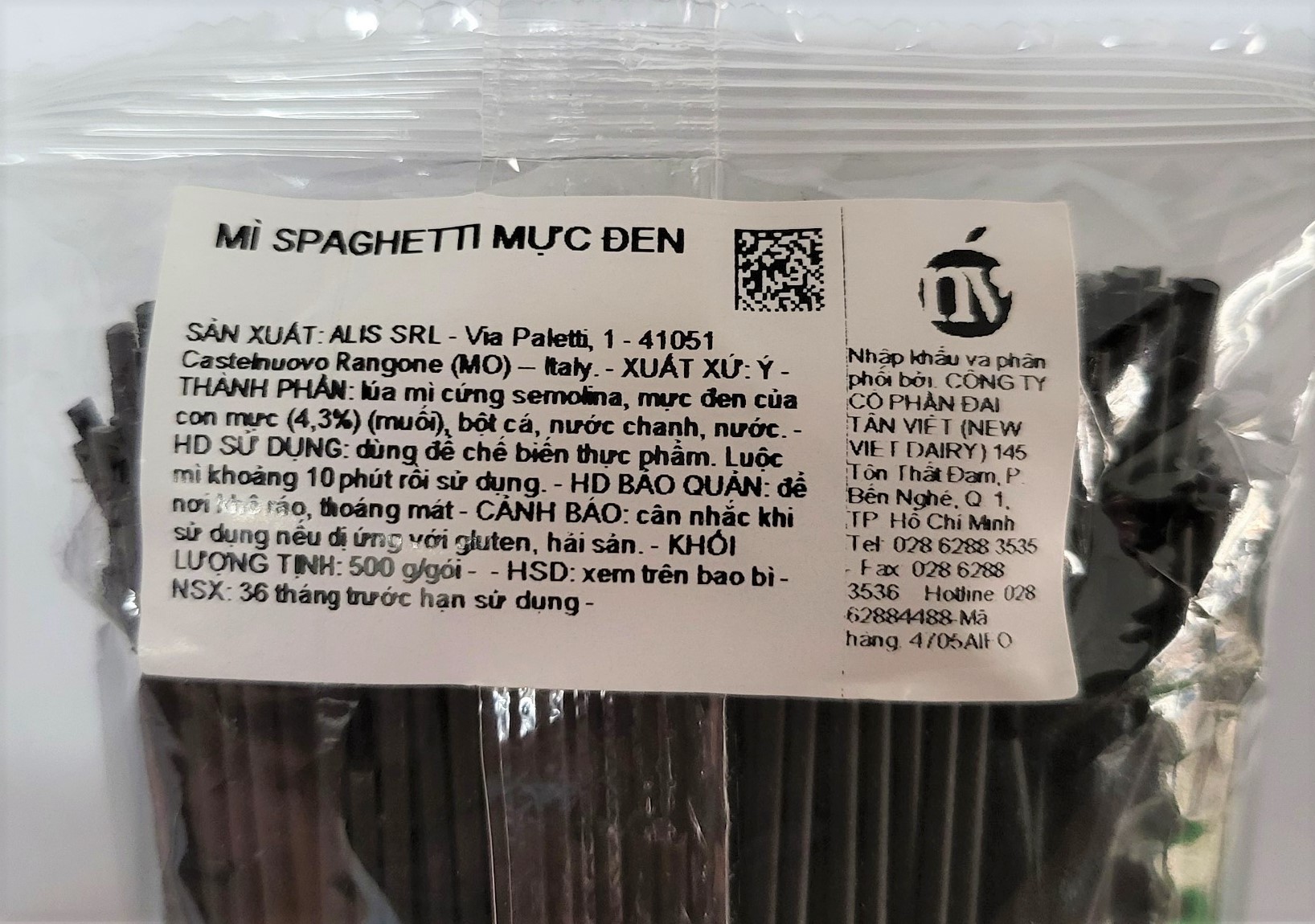 [500g] MÌ SPAGHETTI MỰC ĐEN [Italia] CASA RINALDI Pasta Black Squid Ink (nvt-hk)