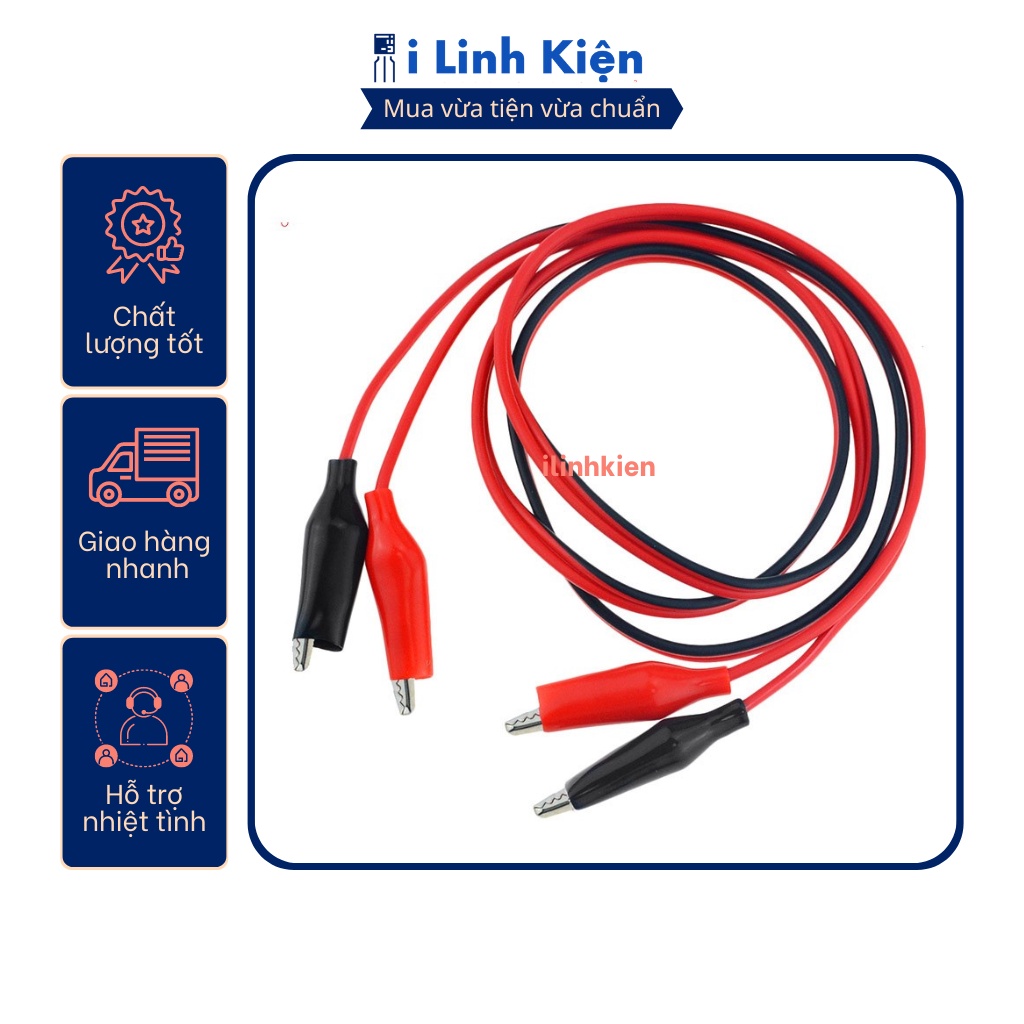 Dây kẹp cá sấu đen đỏ dài 1 mét loại thường