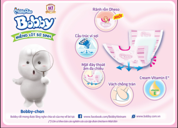 Tã dán sơ sinh Bobby xs 70(cộng 6)