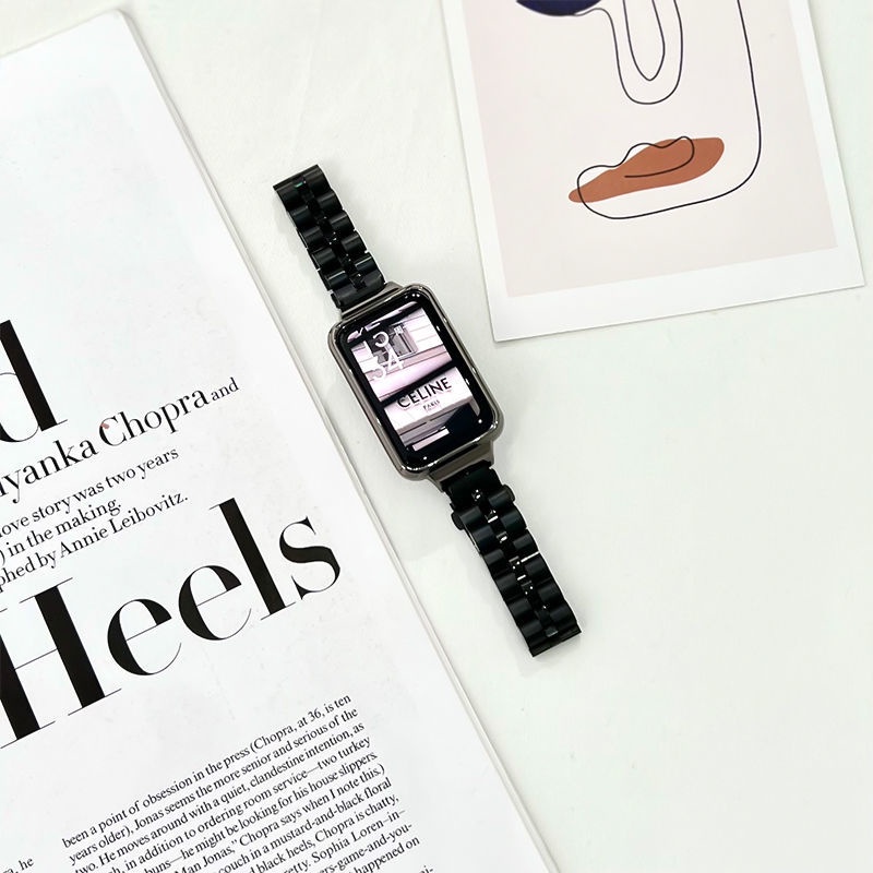 Applicable to OPPO Watch Free Strap / OPPO band 2 Watch strap Metal case+Metal stainless steel strap