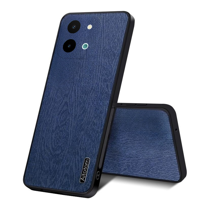 For Vivo Y28 Case Wood Texture Canvas Hrad Shockproof For Vivo Y28 Back Cover Phone Cases.