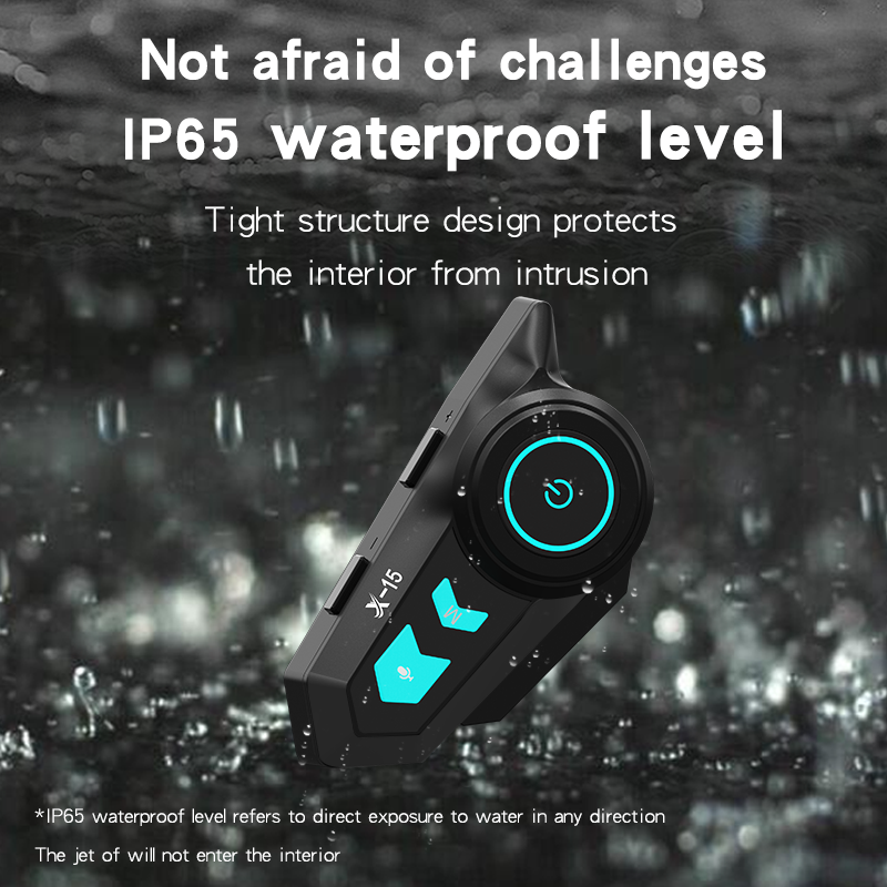 Motorcycle Bluetooth Headset X-15 Waterproof Noise Reduction  1200mAh Wireless Hands-free Automatic Answering with Ambient Lights Headphone