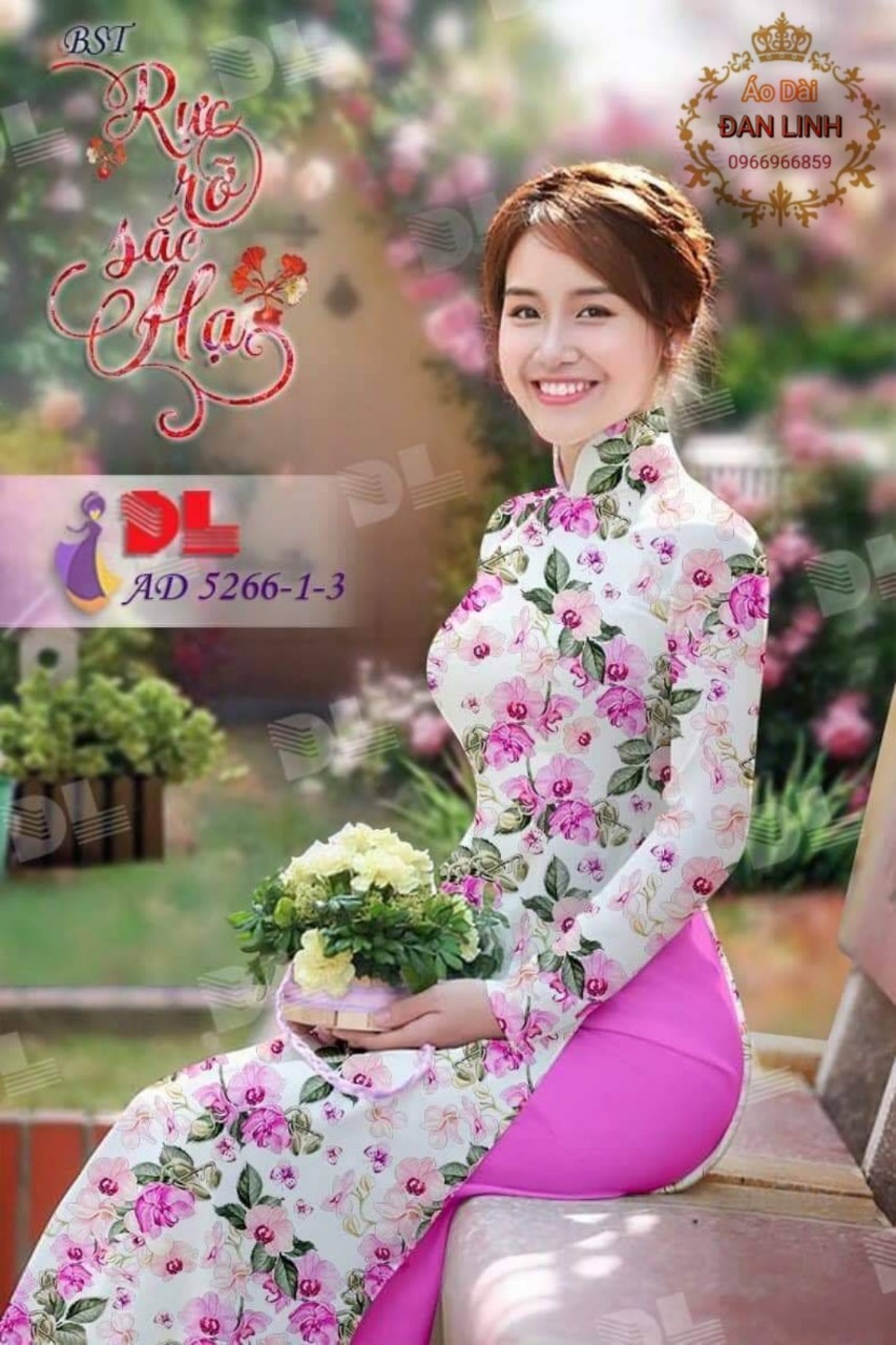 Áo dài hoa nhí in 3D đủ màu xinh