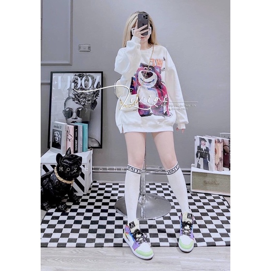 Áo Nỉ Sweater Gấu Hồng Siêu Xinh