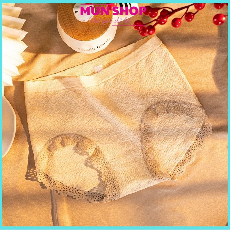Quần lót cotton nhăn viền ren
