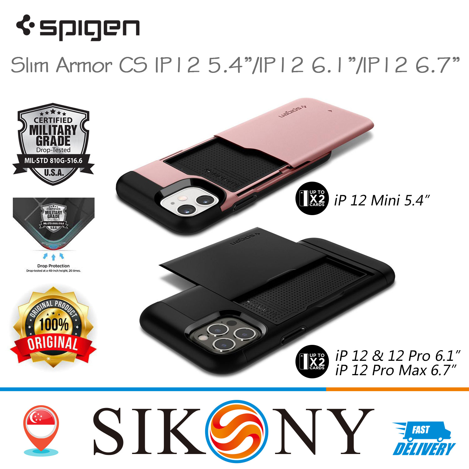 Spigen Slim Armor CS Design Card Slot Holder Case Cover iPhone
