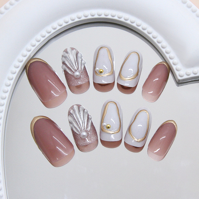 24Pcs%20Stylish%20Pattern%20Three-dimensional%20Shell%20Pearl%20Fake%20Nails%20with%20Glue%20DIY%20Art%20Design%20False%20Nails%20Wearable%20Nails%20Artificial%20Nails%20-%20Image%204