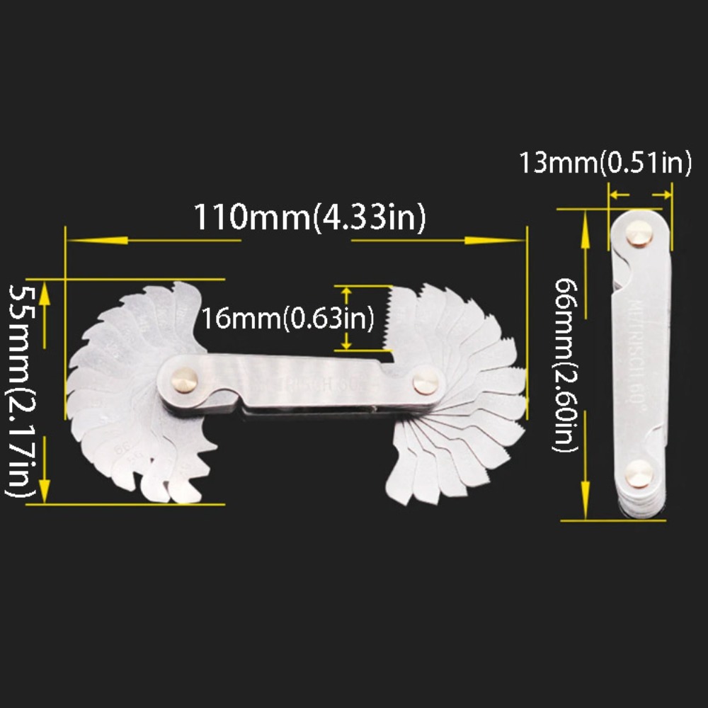 US Screw Metric Imperial Thread Measuring Gauges 55 Degree Metal ...