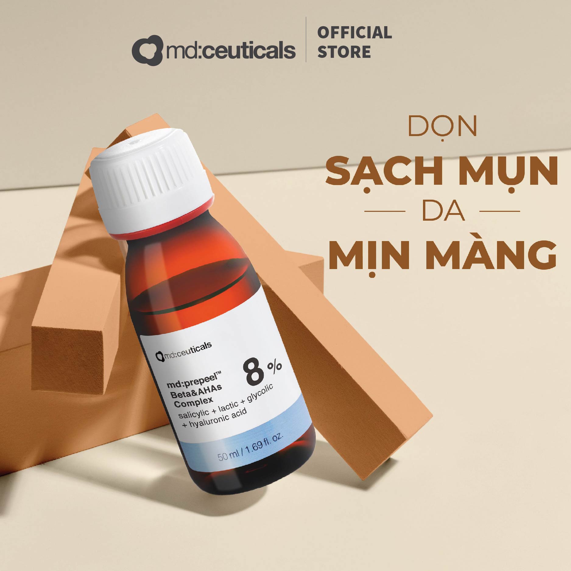 Dung dịch peel giúp kiểm soát bã nhờn và mụn Md:prepeel Beta&AHAs Complex 8%