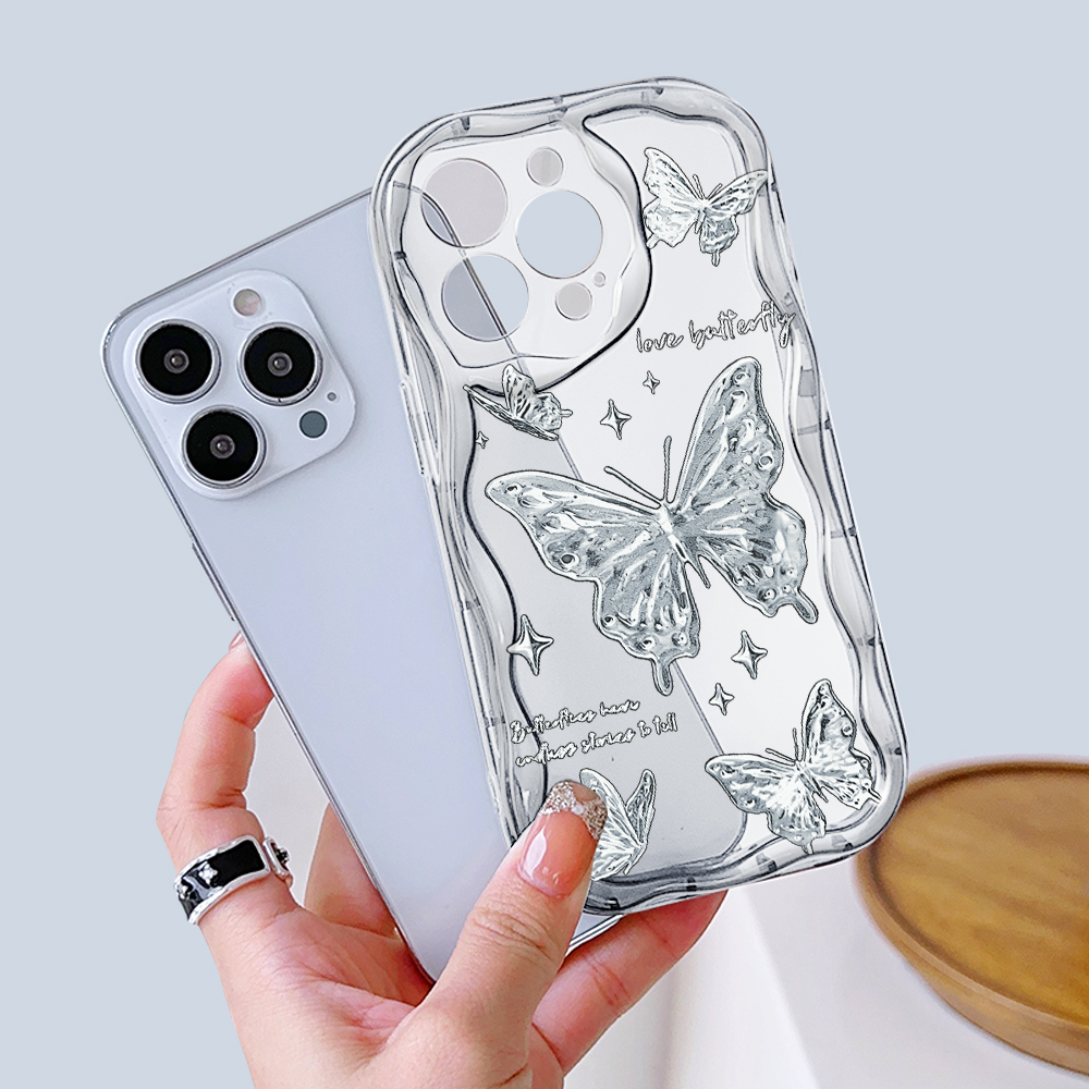 FELMYST%20for%20Honor%2020%20Huawei%20Nova%205T%20Back%20Cover%20Silver%20Butterfly%20Pattern%20Soft%20Texture%20Wavy%20Edge%20Silicone%20Phone%20Case%20-%20Image%205