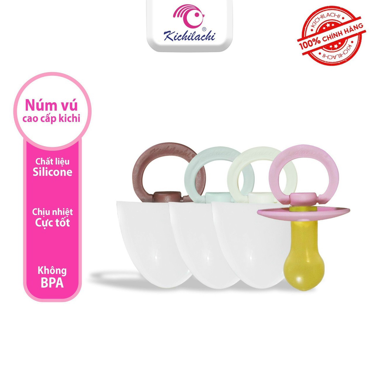 Ti giả Kichilachi, Ti ngậm cho bé siêu mềm chính hãng tặng kèm nắp trứng tiện lợi