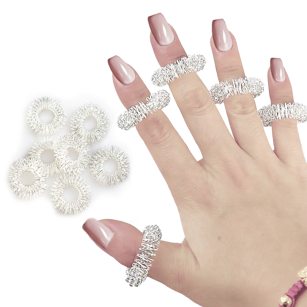 10pcs/lots Acupressure Rings Finger Massage Ring Acupuncture Relaxation ...
