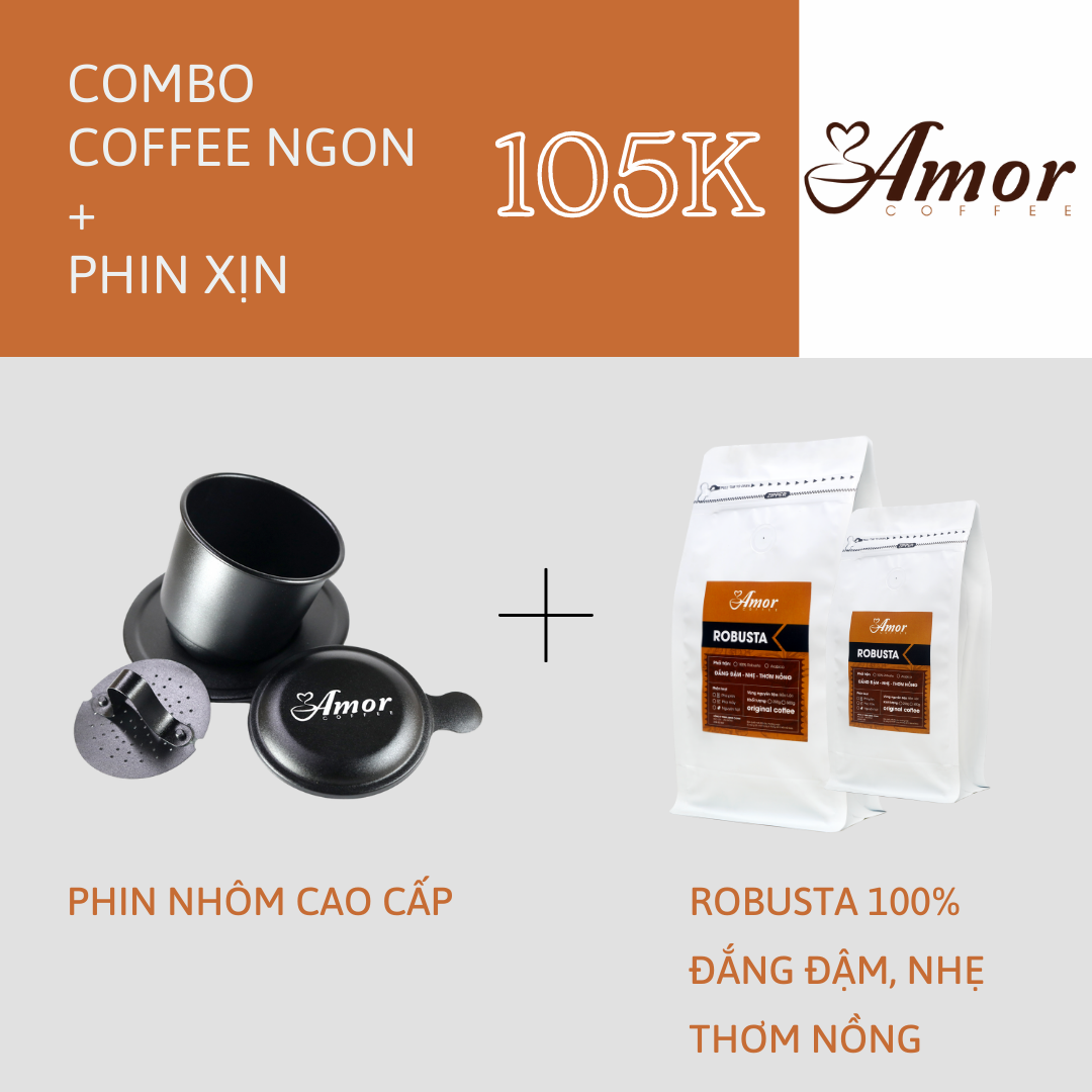 COMBO COFFE NGON+PHIN XỊNROBUSTA 100% nguyên chất, đắng đậm, nhẹ, thơm nồng
