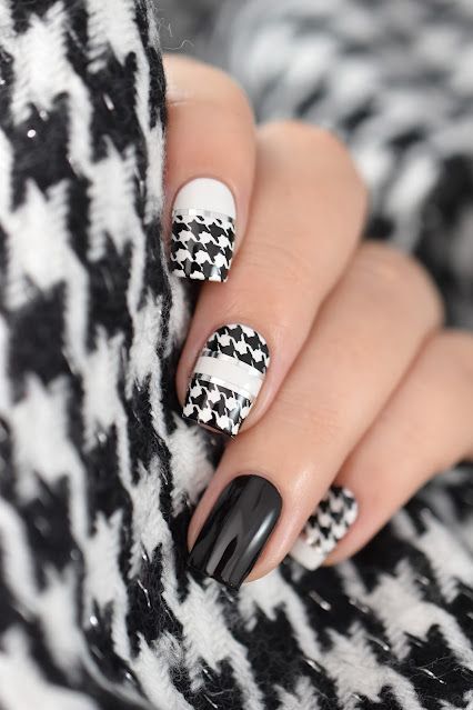 Sticker 3D Sọc Caro Nanh Sói HOUNDSTOOTH | Hình Dán Móng Tay