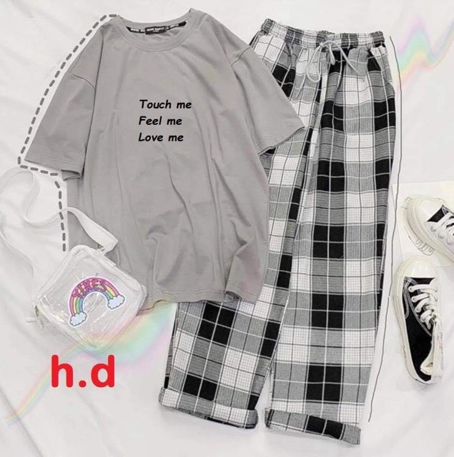 Sét áo touch me + quần kẻ caro đen HĐ12