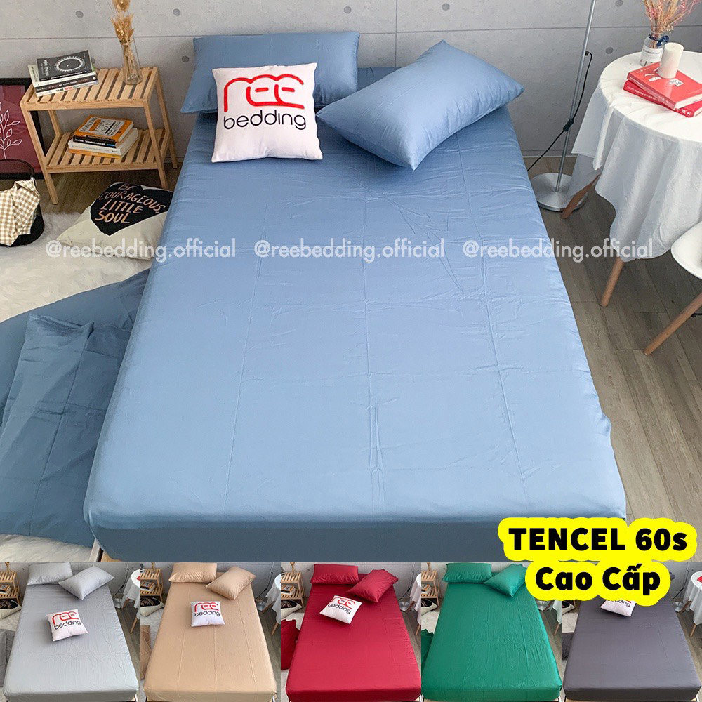 Bộ ga giường và vỏ gối Cotton Lụa TENCEL 60s REE Bedding mềm mát sang trọng đủ size nệm TCL108