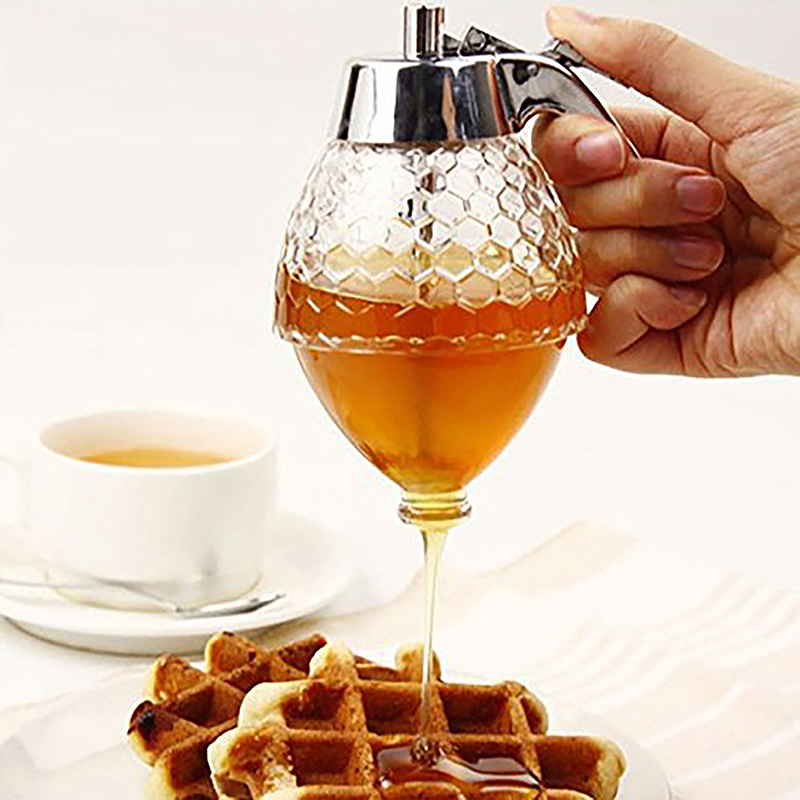 💖New Production💖 Acrylic mật ong Dispenser container xách tay bóp chai chống nhỏ giọt mật ong Jar nước trái cây quả mật ong cống nồi dụng cụ nhà bếp
