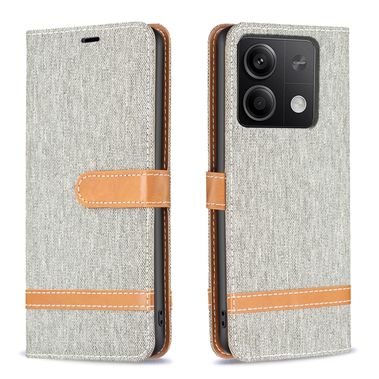 【HZSUNSKY】 For Xiaomi Redmi Note 13 Color Block Denim Texture Leather Phone Case
