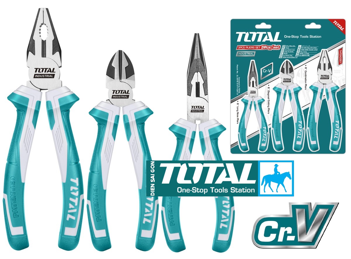 Bộ kềm điện kềm cắt kềm nhọn 3 chi tiết Total THT2K0301
