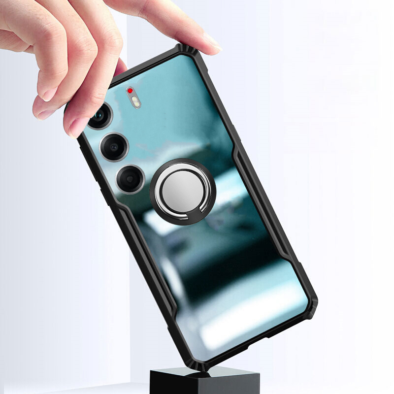 Phone case Tecno Camon 40Pro Hard Clear Transparent Shockproof Armor Car Adsorb Holder Ring Back cover Tecno Camon 40 Pro +.