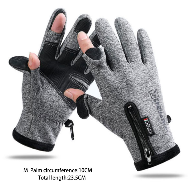 The Lintas] Winter Fishing Gloves 2 Finger Flip Waterproof Windproof  Cycling Angling Gloves