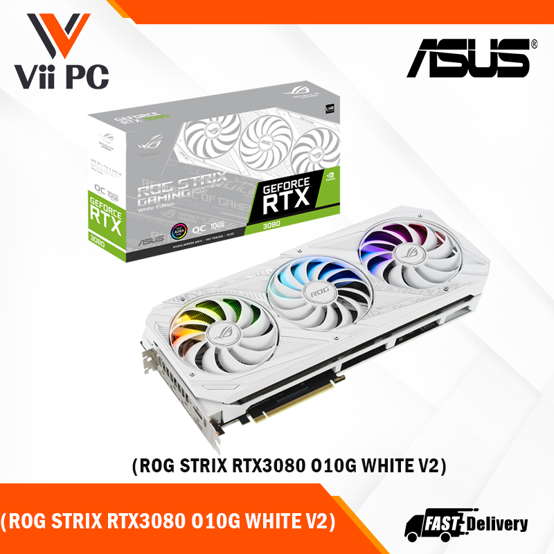 ASUS ROG STRIX NVIDIA GeForce RTX 3080 White V2 OC Edition PCIe ...