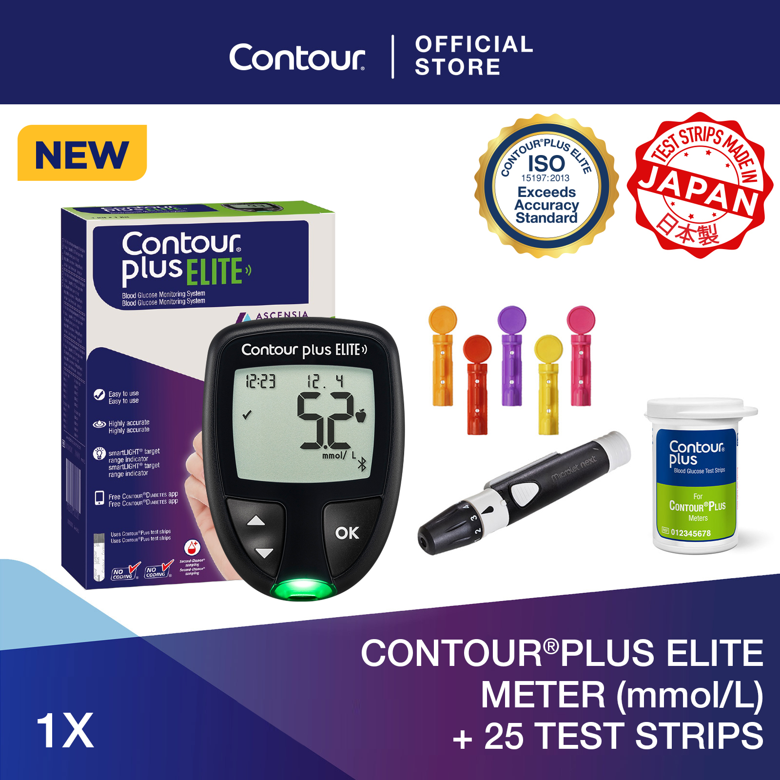 Contour Plus Elite Blood Glucose Meter Mmol L Test Strips