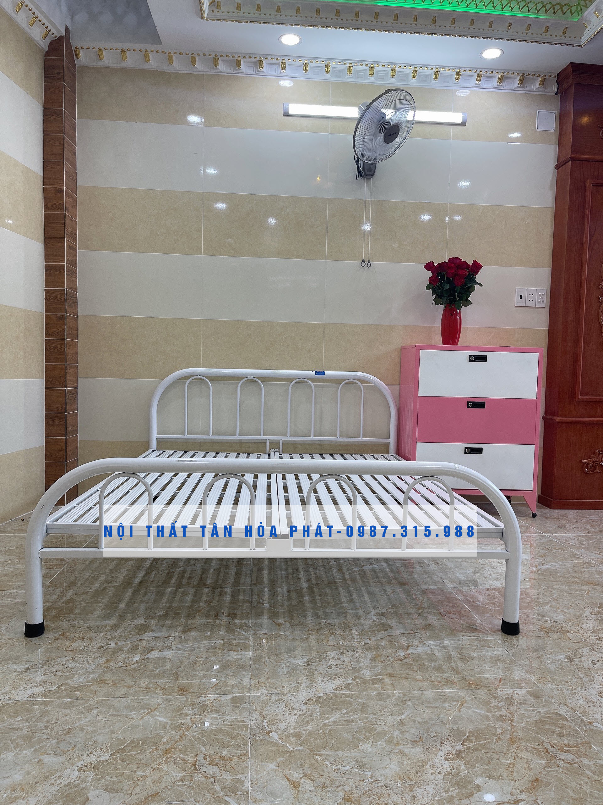 Giường sắt đơn giản kích thước 1m6 x 2m