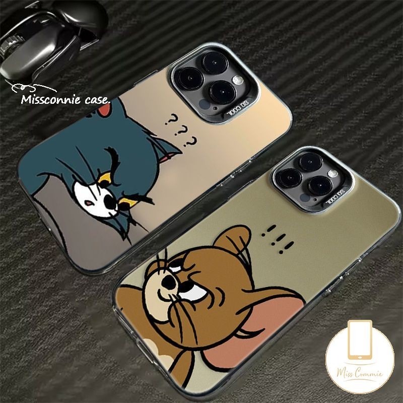 Cartoon Cat and Mouse Fun Couple Phone Case Compatible for Realme C25Y C67 C53 C55 Note 50 C12 C11 C20 C21Y C25 5i 5 5 5s 11 7i 9i 8i 6i C20A C51 C21 C15 C35 C31 C17Luxury Electroplated Shock-absorbing Lenses