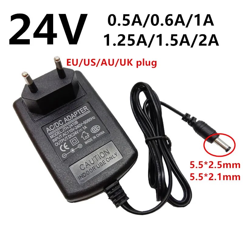Orfvqu98 24v universal power adapter ac dc 24v 0.5a 500ma 0.6a 600ma 1a 1.25a 1250ma 1.5a 2a adapter switch 5.5 * 2.5mm
