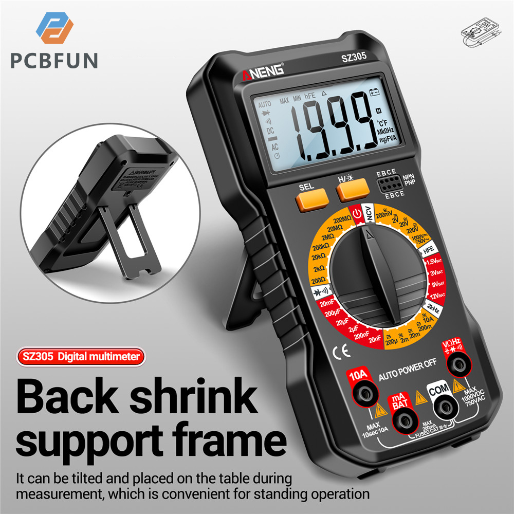 pcbfun Aneng Sz304 Sz305 Multimeter Volt Ohm Amp Meter Autoranging For Ac/dc Current Voltage Resistance Frequency Tester Maximum Count 2000