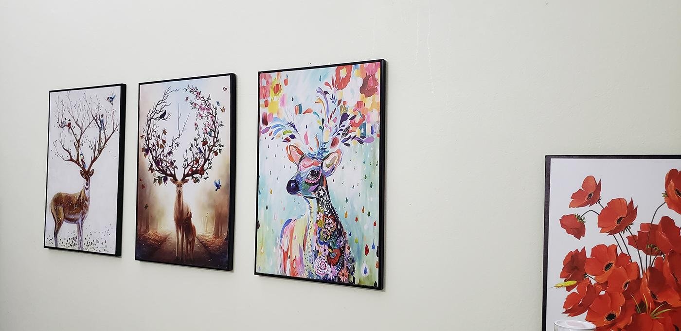 Bộ 3 bức tranh canvas hươu hiện đại