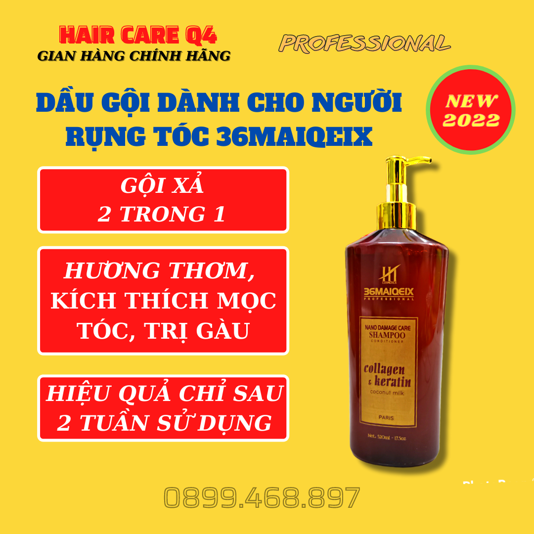 Dầu Gội  HT 36MAIQEIX Collagen & Keratin 520ml Dành Cho Người Rụng Tóc & Ngăn Ngừa Gàu - Hair Care Q4