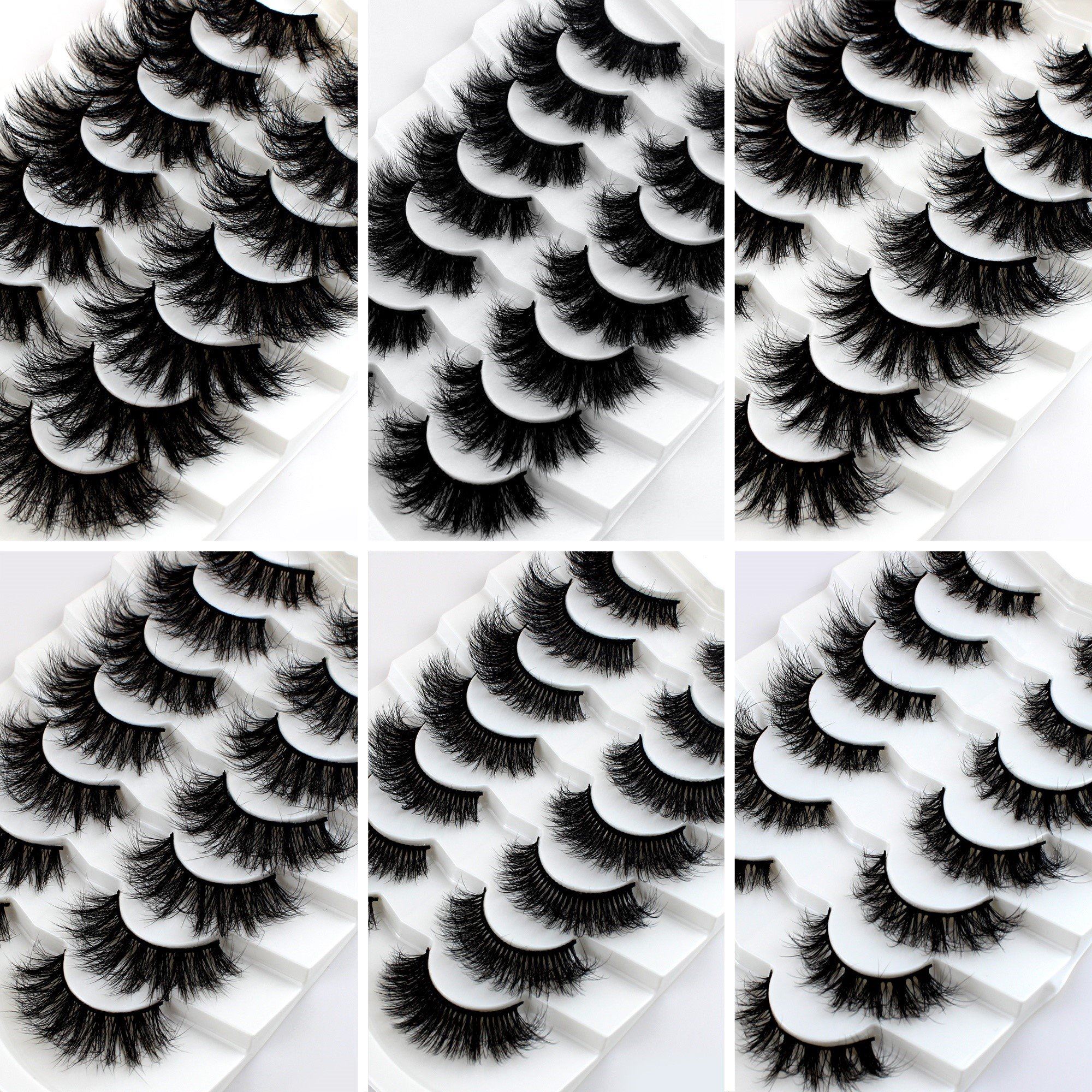 HOT 7 Pairs False Eyelashes, Fluffy Mink Lashes , Cat-Eye Look 8D Volume Eyelash Strips. 