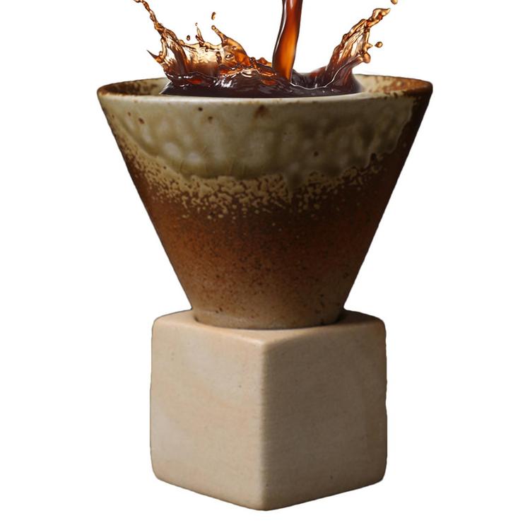 Coarse Ceramic Coffee Cup Ceramic Coffee Mug with Base Ceramic Mug with Base Creative Coffee Cup Funnel Coffee Tea Cup 200Ml/7 Oz Ceramic Cup Cone Shape Porcelain Mug Coarse fitting