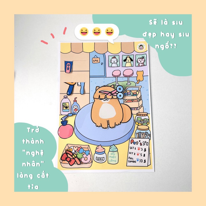 COMBO 2 BỘ TRANH ĐỒ CHƠI GIẤY CÔ TIÊN XANH