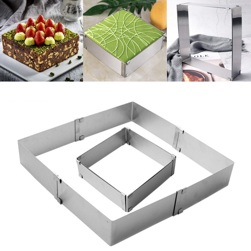 Adjustable Mousse Ring Set Round Square Stainless Steel Cake Baking Mold Birthday Wedding Cake Decorating Tools