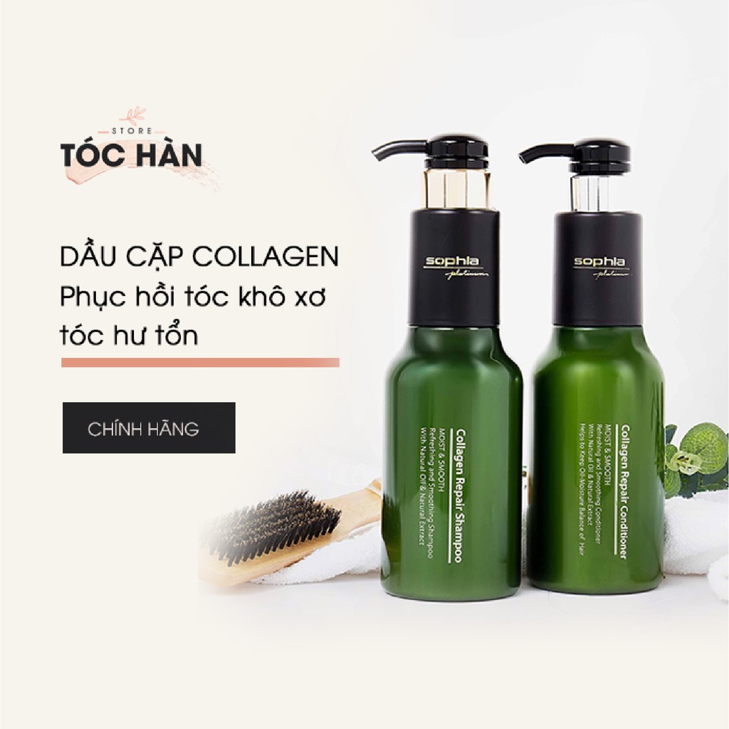 Dầu gội + Dầu xả nuôi dưỡng tóc mềm mượt Sophia Collagen Platium 500ml I 500ml