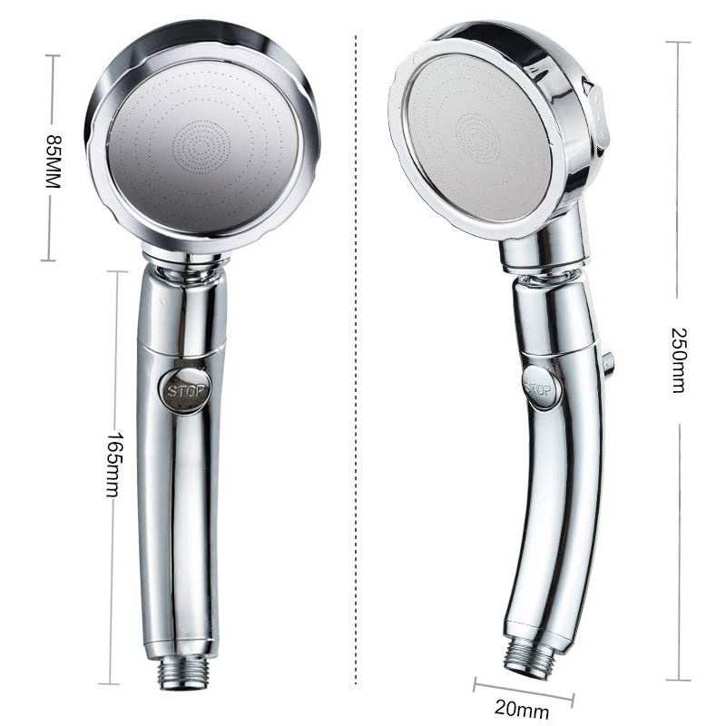 3 Modes Function Universal Handheld High Pressure Water Saving Pause Control Shower Head Silver Button for Bath Adjustable Water Pressure with Holder and Filter UOUNE Shower Head 