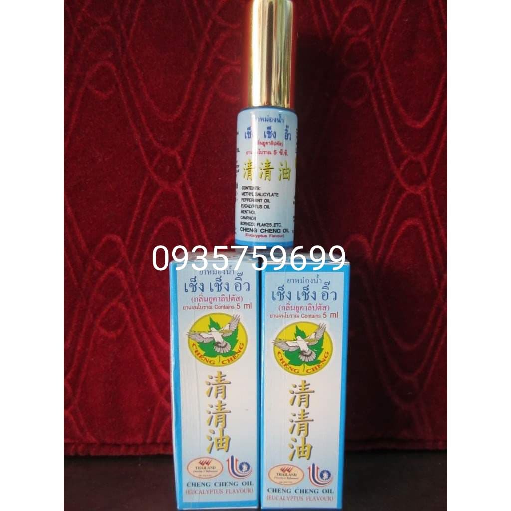 [COMBO 1 LỐC 6 LỌ] Dầu gió lăn Cheng Cheng Xanh 5ml THAILAND