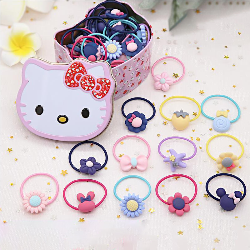 Hộp 40 thun cột tóc hello kitty dễ thương cho bé