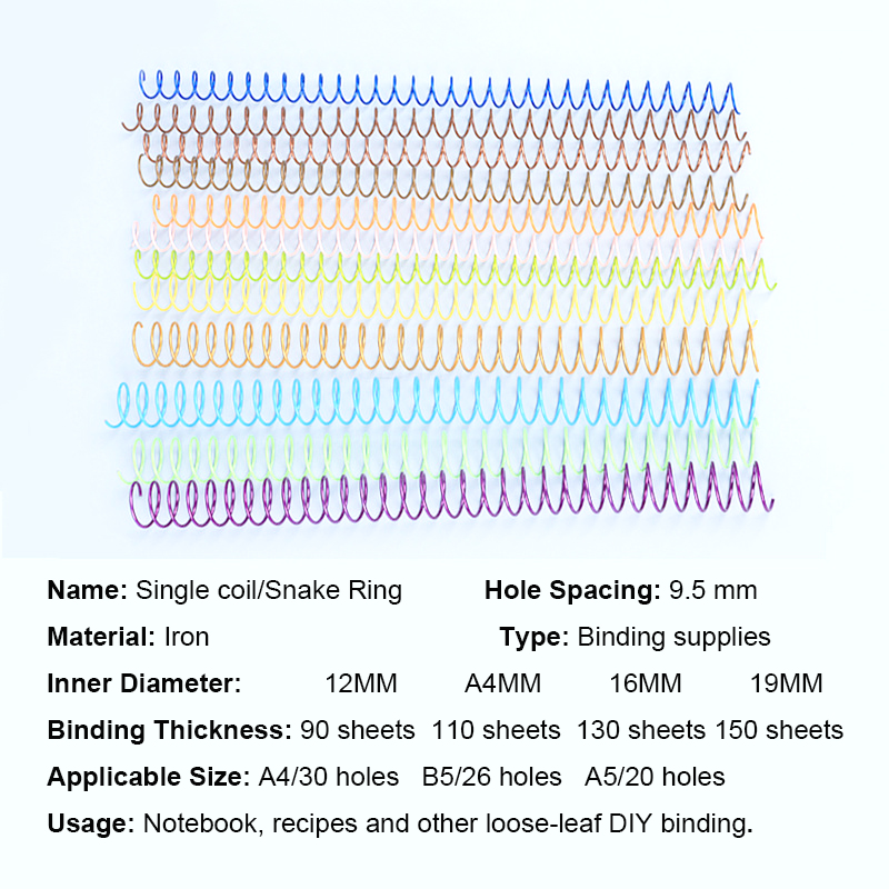 10pcs Spiral Iron Single-coil  Coil A4-30 Single-coil Book Ring Binder Rings Binder Notebook. 