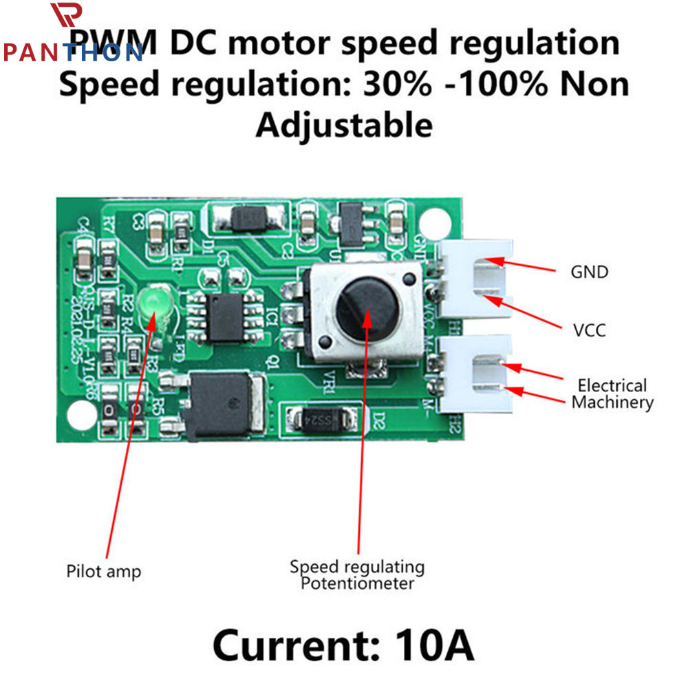 Panthon dc7-12v 10a pwm dc motor speed controller pcb module adjustable speed pwm electronic governor controller regulation switch