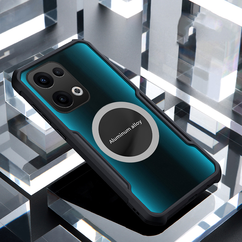 For OPPO Reno 13F 13 Pro Case Hard Clear Transparent Shockproof Car Holder Adsorb Hollow Out Ring For OPPO Reno13 F Reno13 Pro Back cover Phone Cases.
