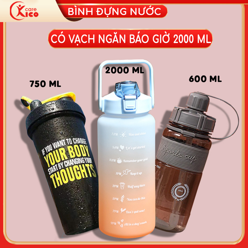 Bình nước 2L dễ thương cao cấp, chất liệu an toàn KICOCARE – T1 – BNGYM04