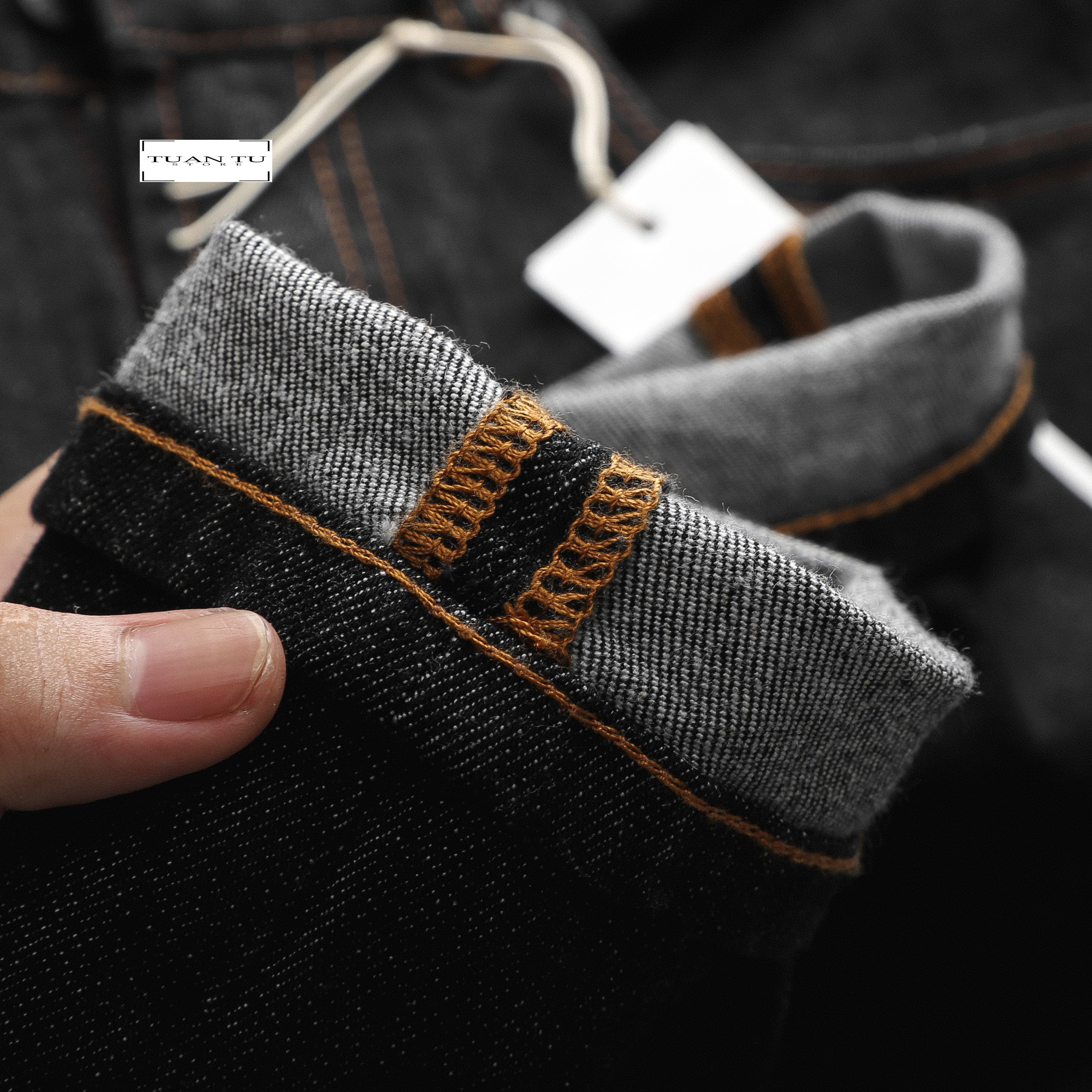 Quần Jeans Nam LCST ,Màu đen tiêu -1033 ( Form Slimfit.chất vải co dãn,ống 15-18cm,Hàng VNXK)