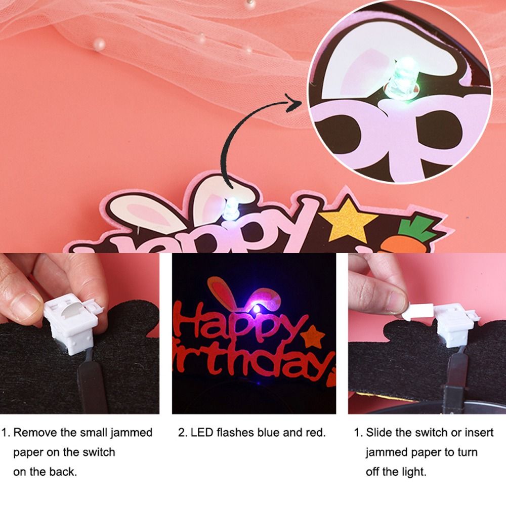 Glowing Headbands Cute Letter Birthday Party Headbands Wings Rabbit Ear ...