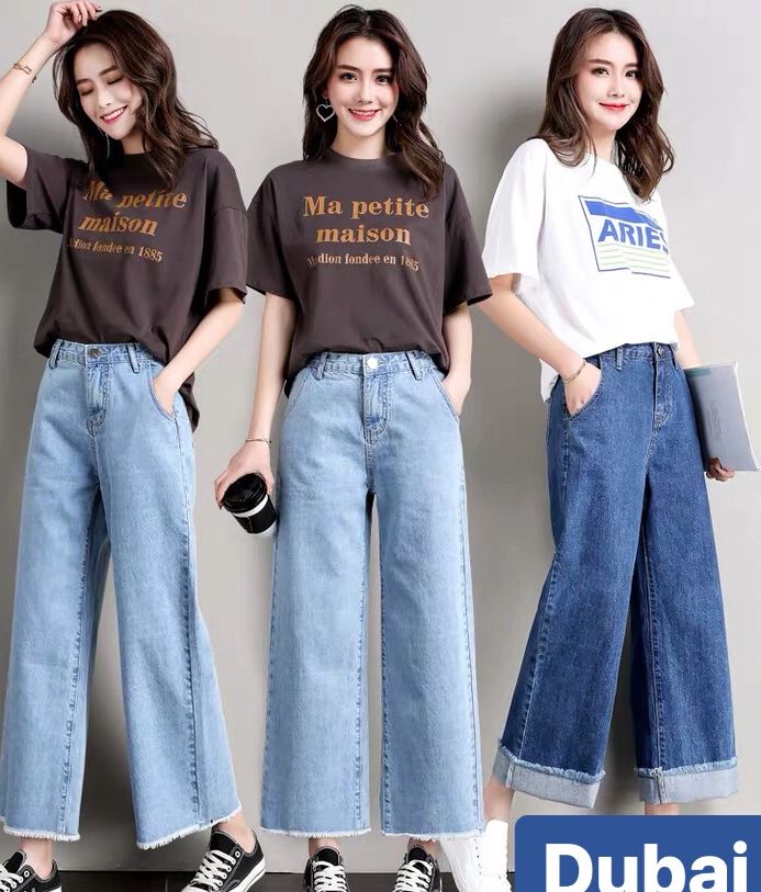 QUẦN JEAN BAGGY NỮ CHẤT BÒ XANH ĐẬM ỐNG RỘNG LOE LƯNG CAO NÂNG MÔNG 1hitshop SÀNH ĐIỆU CAO CẤP - DUBAI FASHION